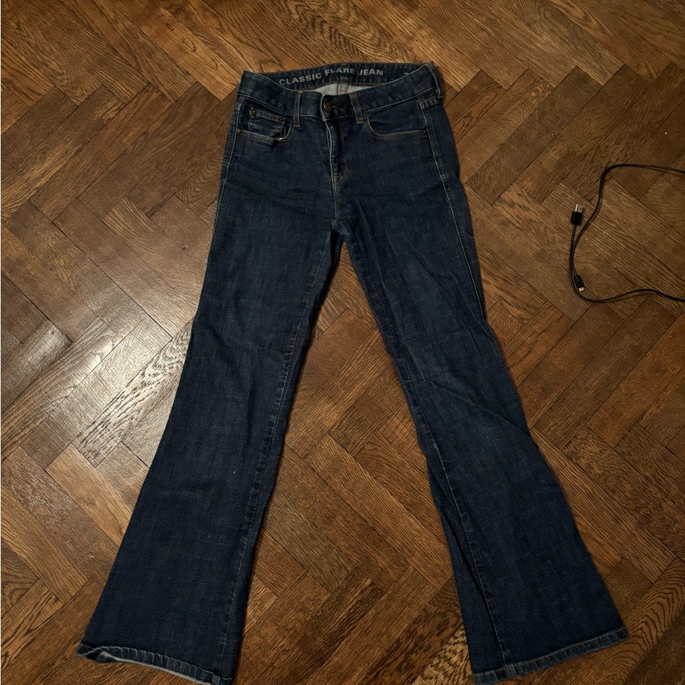 Dark wash flare jeans mid rise